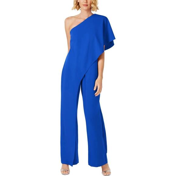 Adrianna Papell Jumpsuit- Royal Blue One-Shoulder Wide-Leg Jumpsuit- Size 8 - Picture 2 of 15